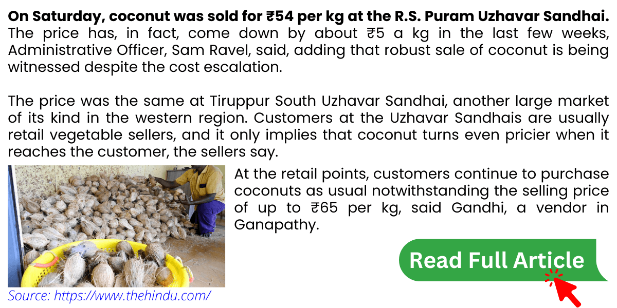 58. Coconuts retails at Rs. 65 per kg